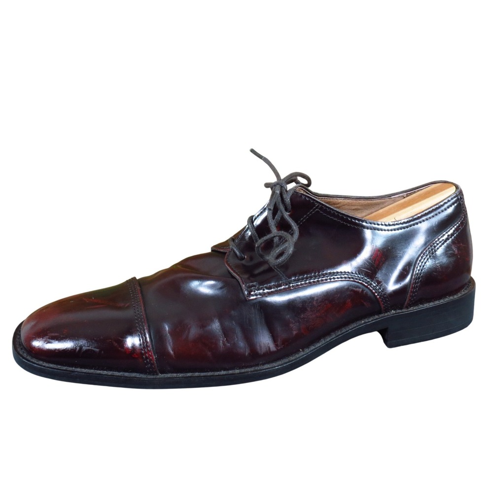 Johnston & Murphy Knowland Men Dress Shoe Sz 10 Formal Business Burgundy Leather